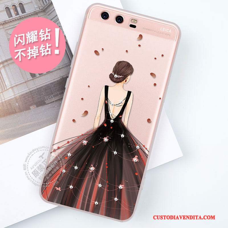 Custodia Huawei P10 Plus Strass Tendenza Rosa, Cover Huawei P10 Plus Creativo Di Personalità Tutto Incluso