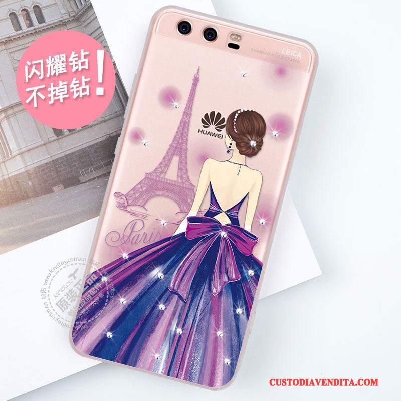 Custodia Huawei P10 Plus Strass Tendenza Rosa, Cover Huawei P10 Plus Creativo Di Personalità Tutto Incluso