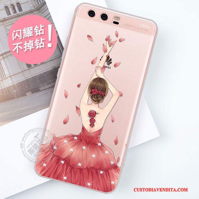 Custodia Huawei P10 Plus Strass Tendenza Rosa, Cover Huawei P10 Plus Creativo Di Personalità Tutto Incluso