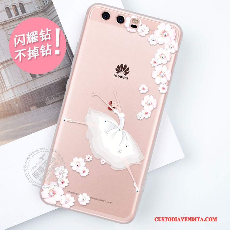 Custodia Huawei P10 Plus Strass Tendenza Rosa, Cover Huawei P10 Plus Creativo Di Personalità Tutto Incluso