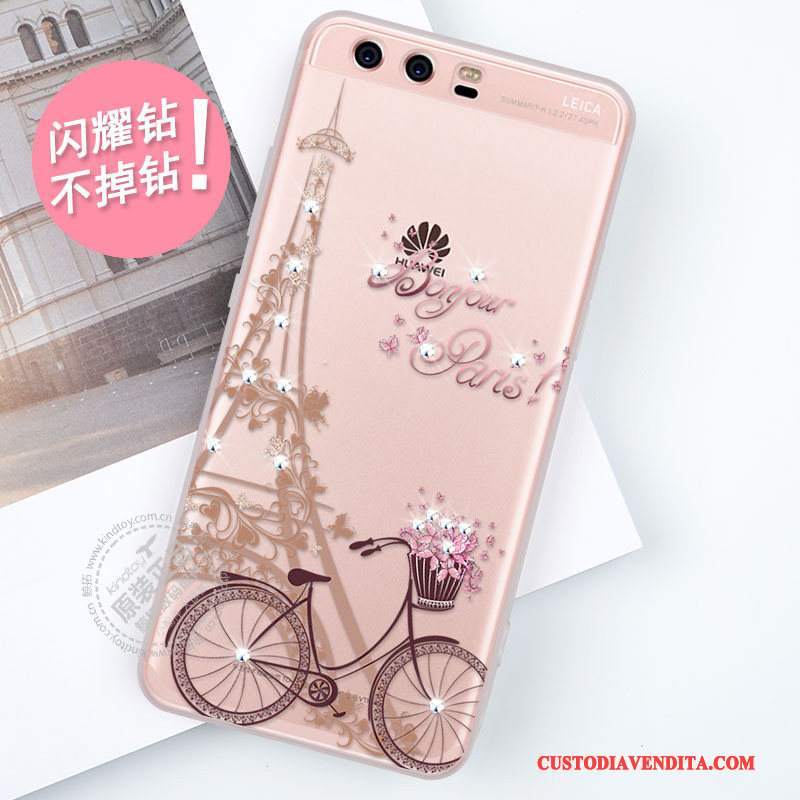 Custodia Huawei P10 Plus Strass Tendenza Rosa, Cover Huawei P10 Plus Creativo Di Personalità Tutto Incluso