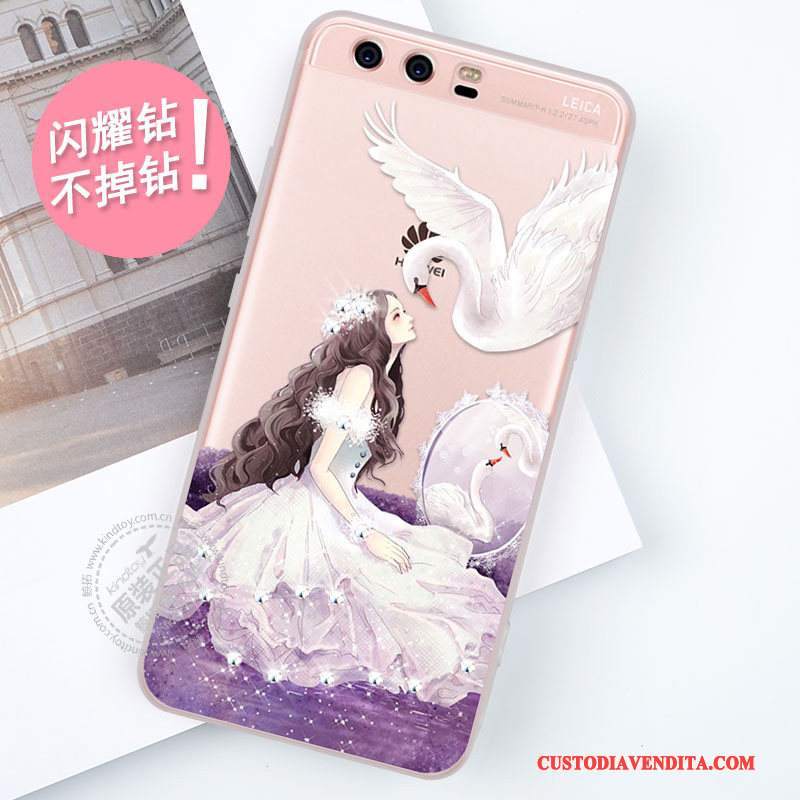 Custodia Huawei P10 Plus Strass Tendenza Rosa, Cover Huawei P10 Plus Creativo Di Personalità Tutto Incluso