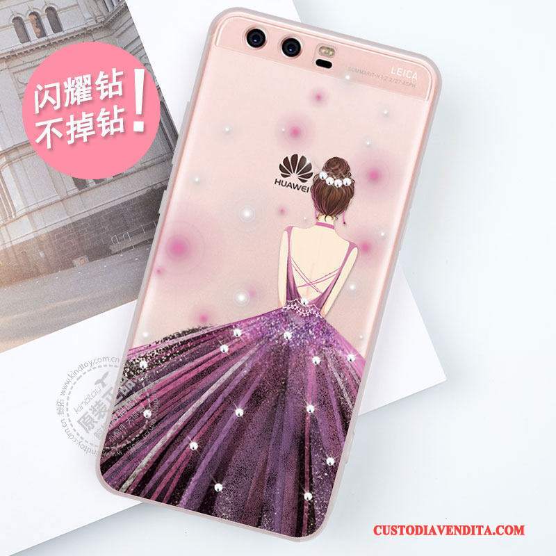 Custodia Huawei P10 Plus Strass Tendenza Rosa, Cover Huawei P10 Plus Creativo Di Personalità Tutto Incluso