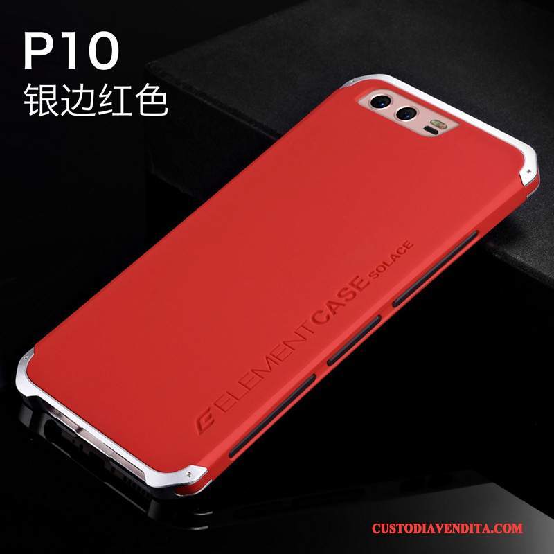 Custodia Huawei P10 Silicone Metallo Tutto Incluso, Cover Huawei P10 Protezione Telefono Rosso