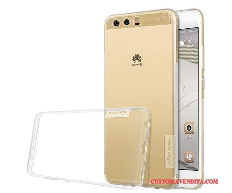 Custodia Huawei P10 Silicone Morbido Oro, Cover Huawei P10 Protezione Trasparente Tutto Incluso