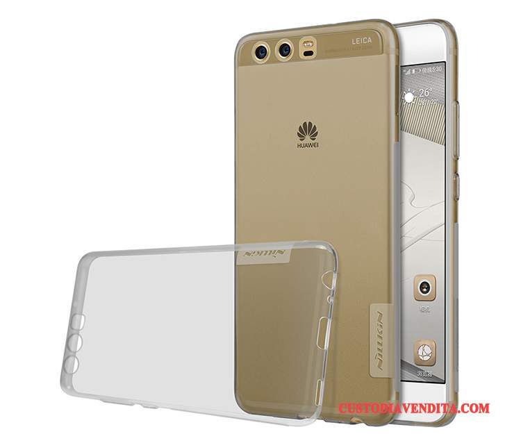 Custodia Huawei P10 Silicone Morbido Oro, Cover Huawei P10 Protezione Trasparente Tutto Incluso