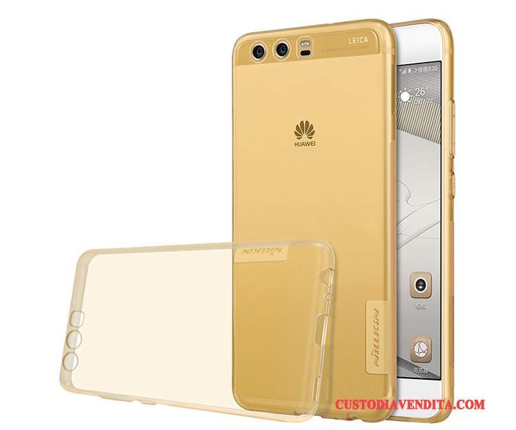 Custodia Huawei P10 Silicone Morbido Oro, Cover Huawei P10 Protezione Trasparente Tutto Incluso