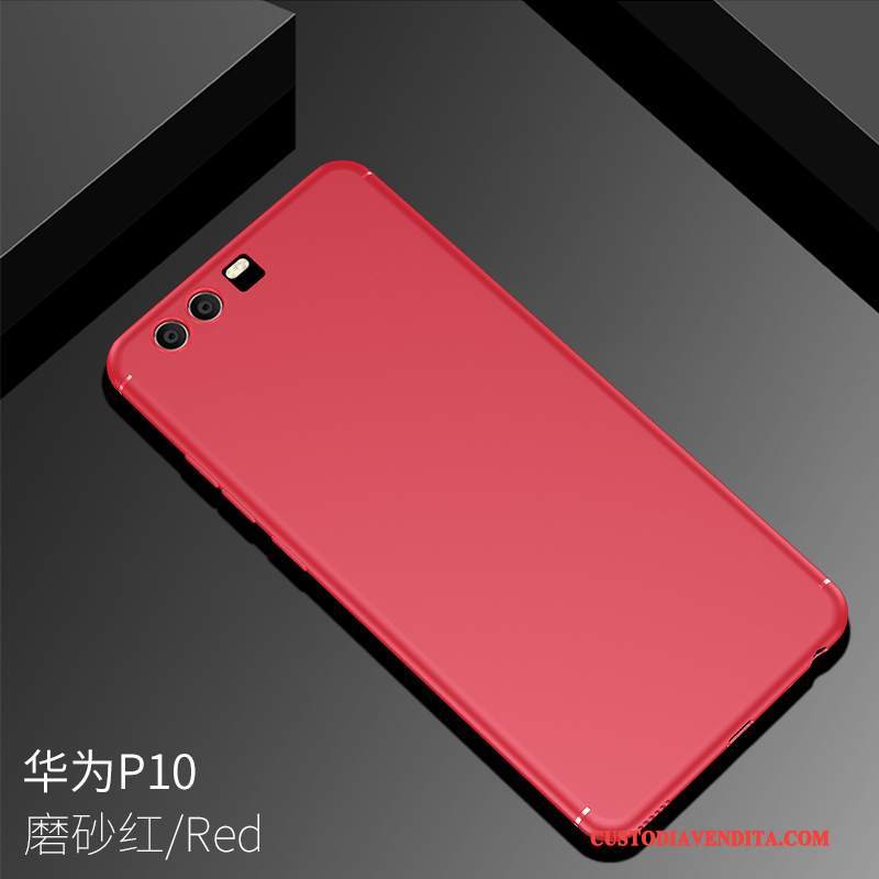 Custodia Huawei P10 Silicone Morbido Personalizza, Cover Huawei P10 Pellicola Protettiva Rosso