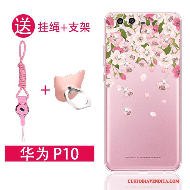 Custodia Huawei P10 Silicone Rosa Morbido, Cover Huawei P10 Anti-caduta Tendenza