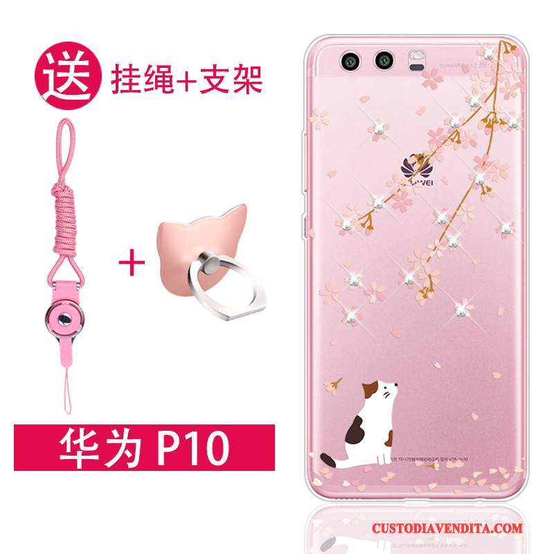 Custodia Huawei P10 Silicone Rosa Morbido, Cover Huawei P10 Anti-caduta Tendenza