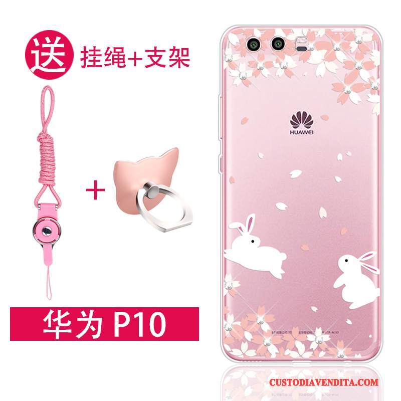 Custodia Huawei P10 Silicone Rosa Morbido, Cover Huawei P10 Anti-caduta Tendenza