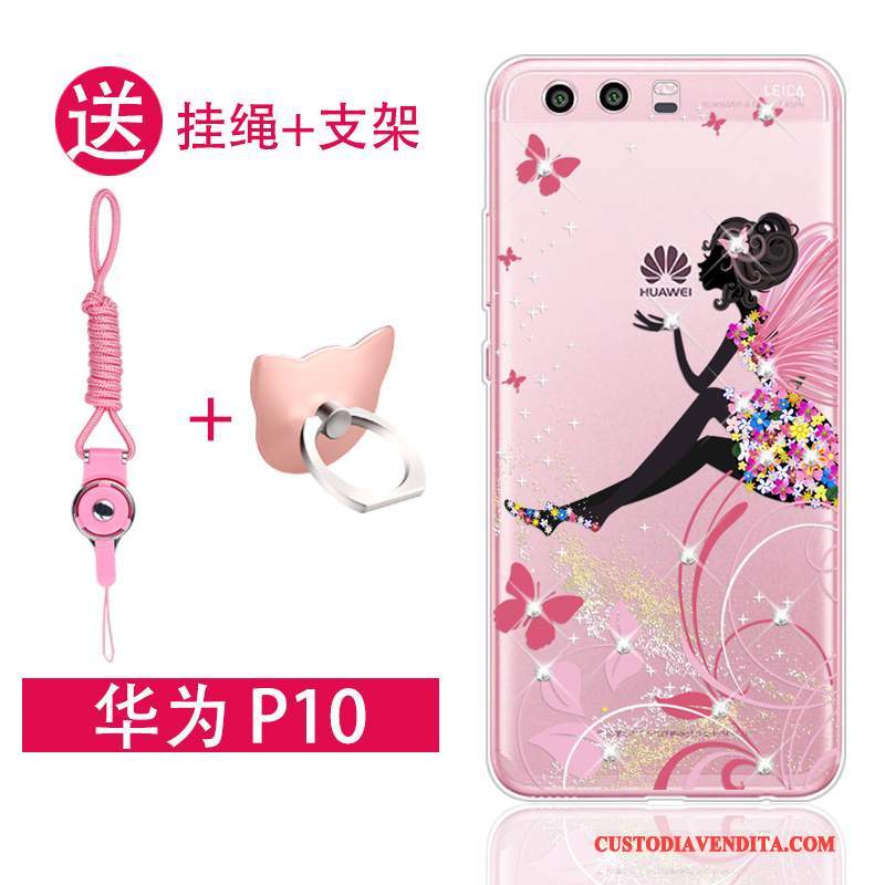 Custodia Huawei P10 Silicone Rosa Morbido, Cover Huawei P10 Anti-caduta Tendenza