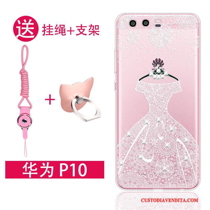 Custodia Huawei P10 Silicone Rosa Morbido, Cover Huawei P10 Anti-caduta Tendenza