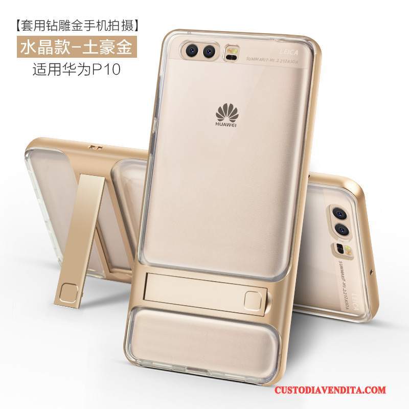 Custodia Huawei P10 Silicone Telefono Morbido, Cover Huawei P10 Creativo Oro Di Personalità