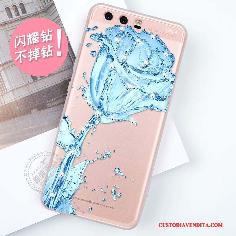 Custodia Huawei P10 Silicone Telefono Porpora, Cover Huawei P10 Strass Tendenza Anti-caduta