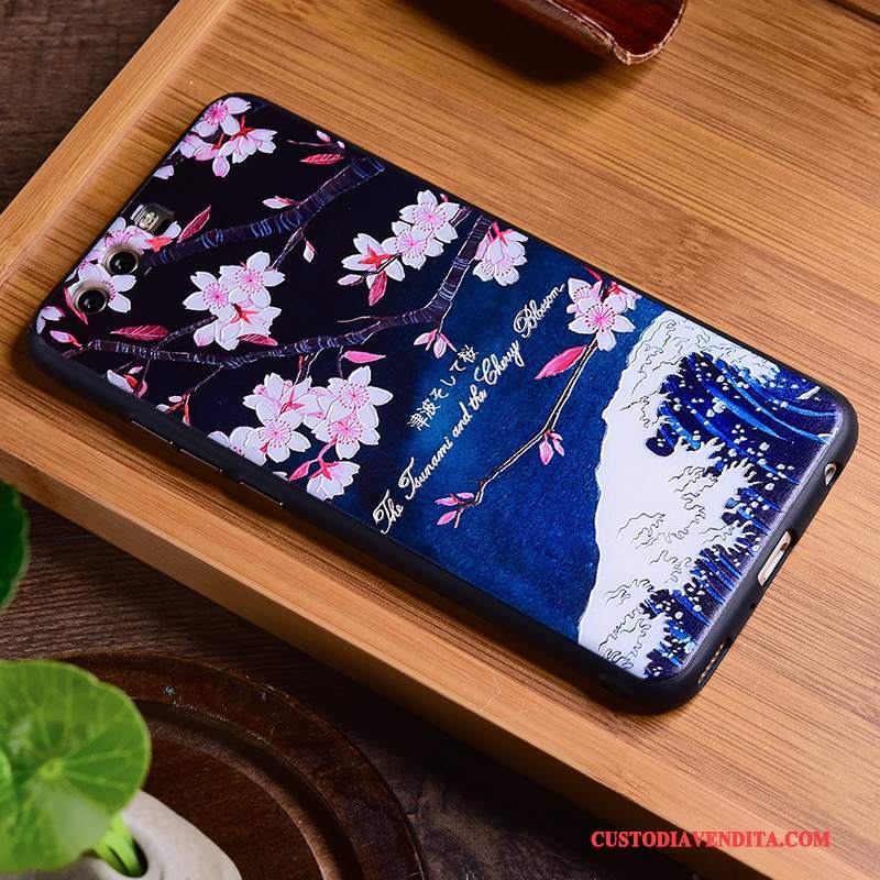 Custodia Huawei P10 Vintage Di Personalitàtelefono, Cover Huawei P10 Creativo Blu Arte