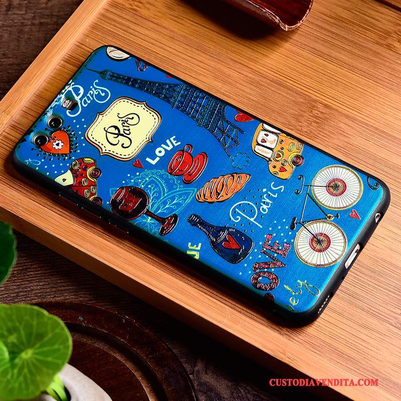 Custodia Huawei P10 Vintage Di Personalitàtelefono, Cover Huawei P10 Creativo Blu Arte