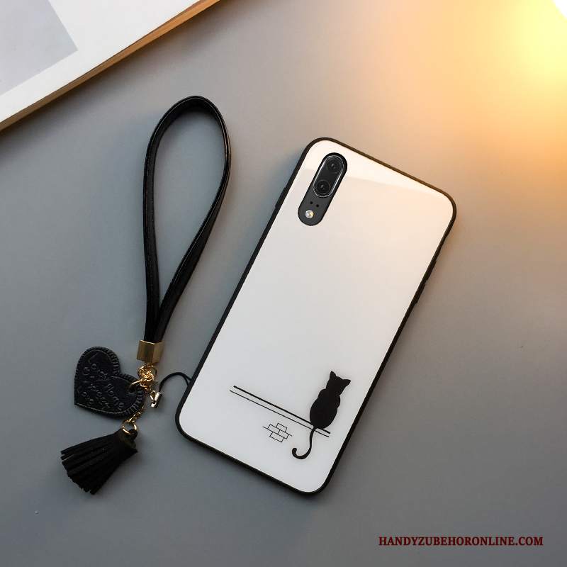 Custodia Huawei P20 Creativo Vetro Tendenza, Cover Huawei P20 Silicone Ornamenti Appesi Anti-caduta