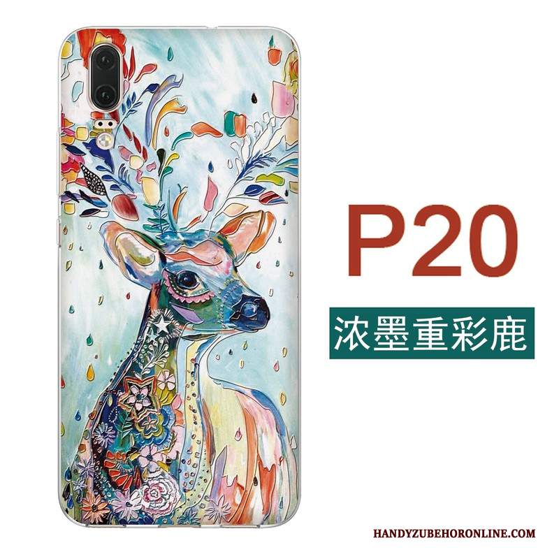 Custodia Huawei P20 Goffratura Morbido Tutto Incluso, Cover Huawei P20 Silicone Stile Cinese Sottili