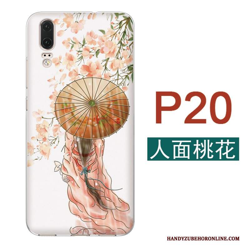 Custodia Huawei P20 Goffratura Morbido Tutto Incluso, Cover Huawei P20 Silicone Stile Cinese Sottili