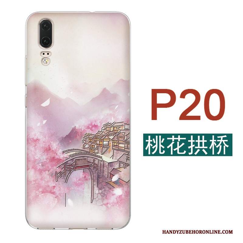 Custodia Huawei P20 Goffratura Morbido Tutto Incluso, Cover Huawei P20 Silicone Stile Cinese Sottili