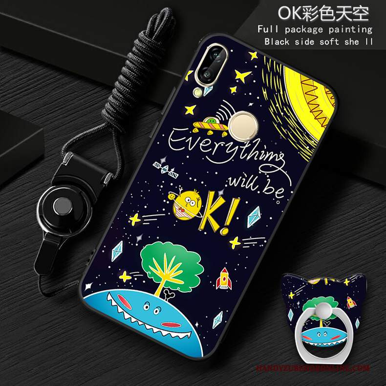 Custodia Huawei P20 Lite Creativo Anti-caduta Blu, Cover Huawei P20 Lite Cartone Animato Ornamenti Appesi Morbido