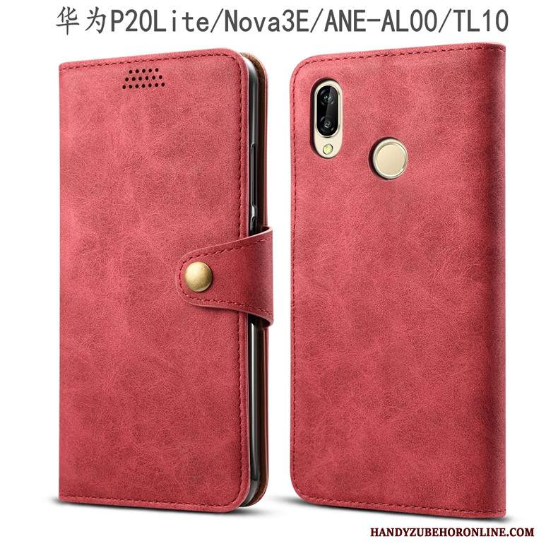 Custodia Huawei P20 Lite Pelle Telefono Grigio, Cover Huawei P20 Lite Folio Gioventù Anti-caduta