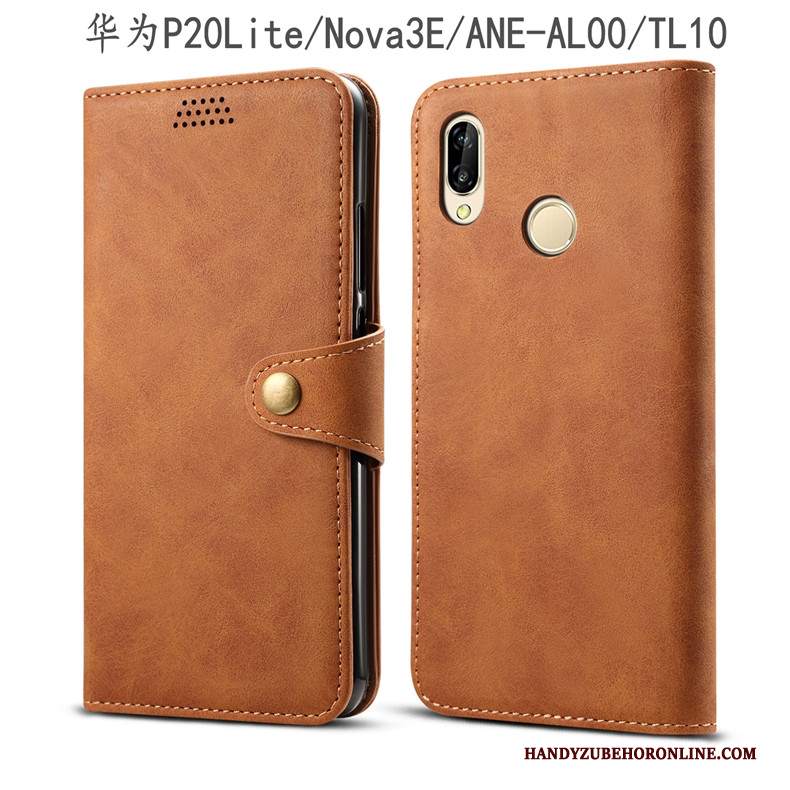 Custodia Huawei P20 Lite Pelle Telefono Grigio, Cover Huawei P20 Lite Folio Gioventù Anti-caduta