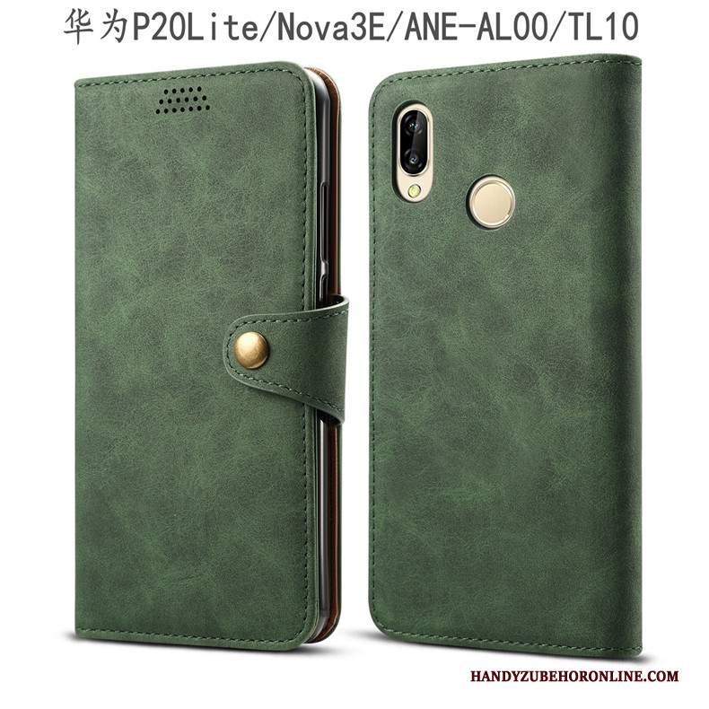 Custodia Huawei P20 Lite Pelle Telefono Grigio, Cover Huawei P20 Lite Folio Gioventù Anti-caduta