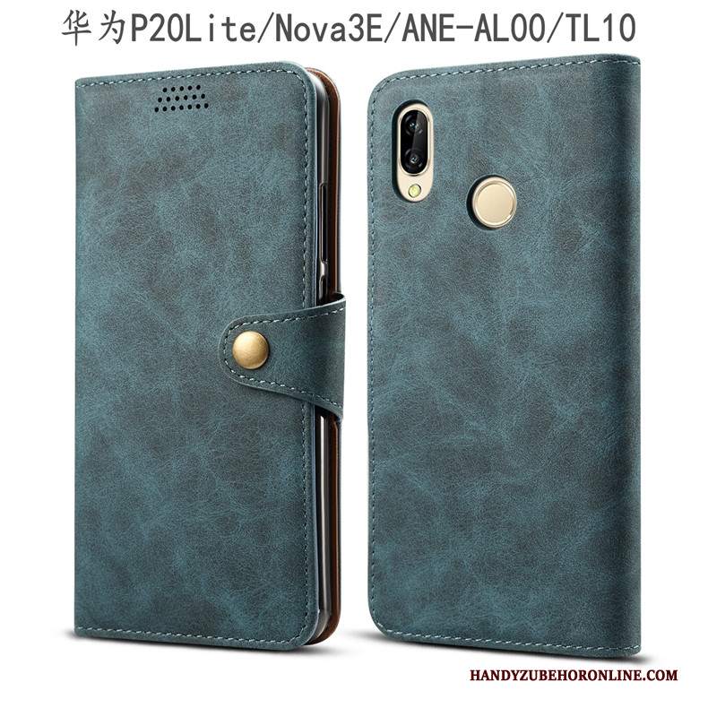 Custodia Huawei P20 Lite Pelle Telefono Grigio, Cover Huawei P20 Lite Folio Gioventù Anti-caduta