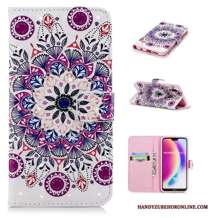 Custodia Huawei P20 Lite Pelle Telefono Rosa, Cover Huawei P20 Lite Cartone Animato Anti-caduta Tutto Incluso