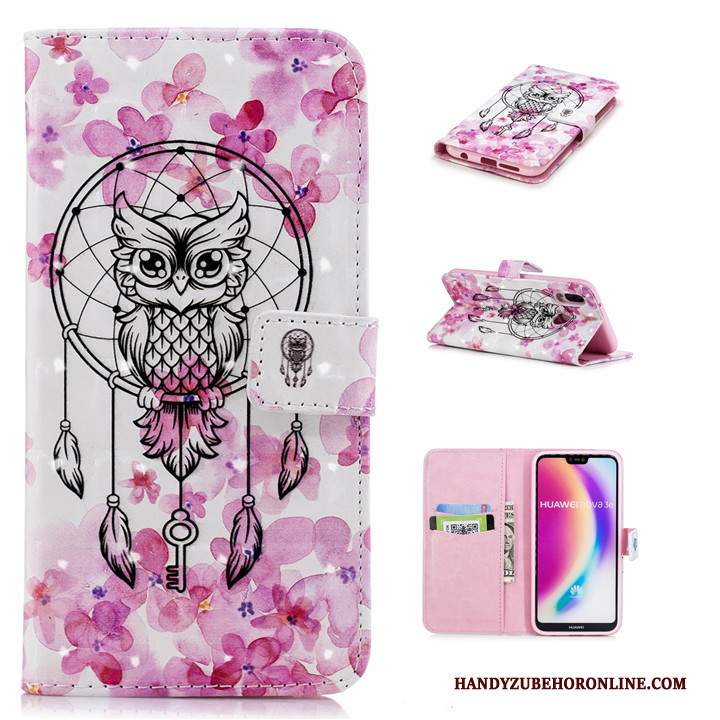 Custodia Huawei P20 Lite Pelle Telefono Rosa, Cover Huawei P20 Lite Cartone Animato Anti-caduta Tutto Incluso