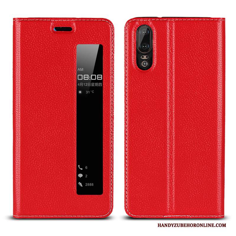 Custodia Huawei P20 Pelle Modello High End, Cover Huawei P20 Folio Mucca Tutto Incluso