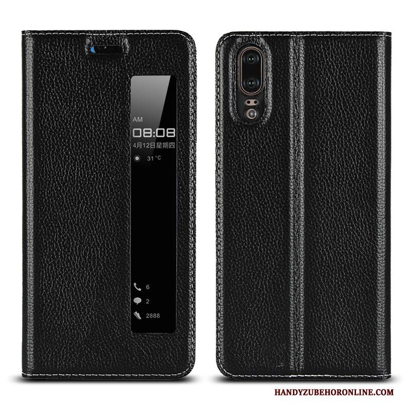 Custodia Huawei P20 Pelle Modello High End, Cover Huawei P20 Folio Mucca Tutto Incluso