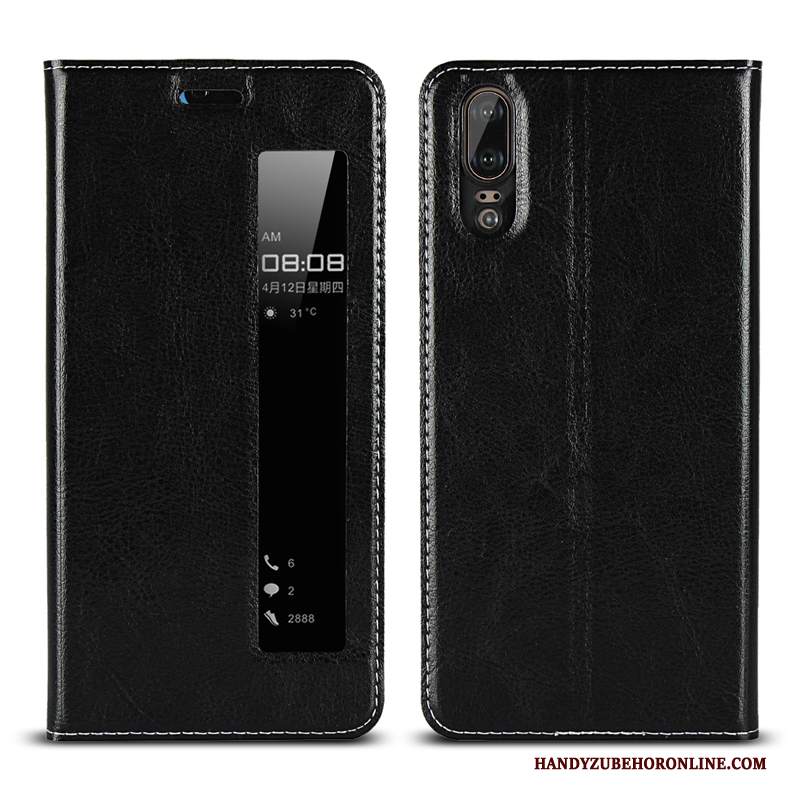 Custodia Huawei P20 Pelle Modello High End, Cover Huawei P20 Folio Mucca Tutto Incluso