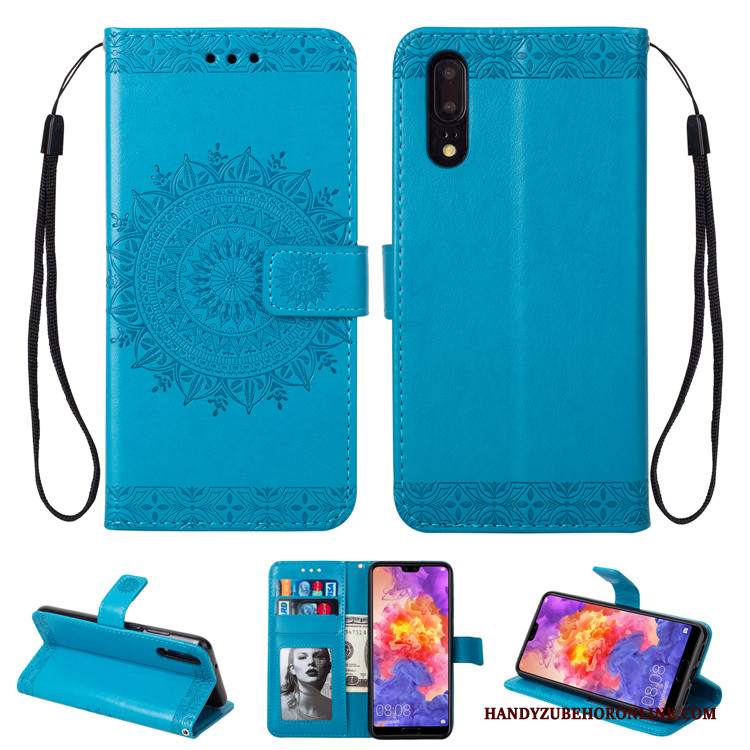 Custodia Huawei P20 Pelle Morbido Anti-caduta, Cover Huawei P20 Folio Blutelefono