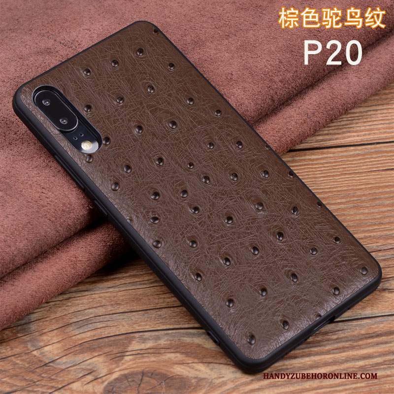 Custodia Huawei P20 Pelle Mucca Uccello, Cover Huawei P20 Protezione Telefono Modello