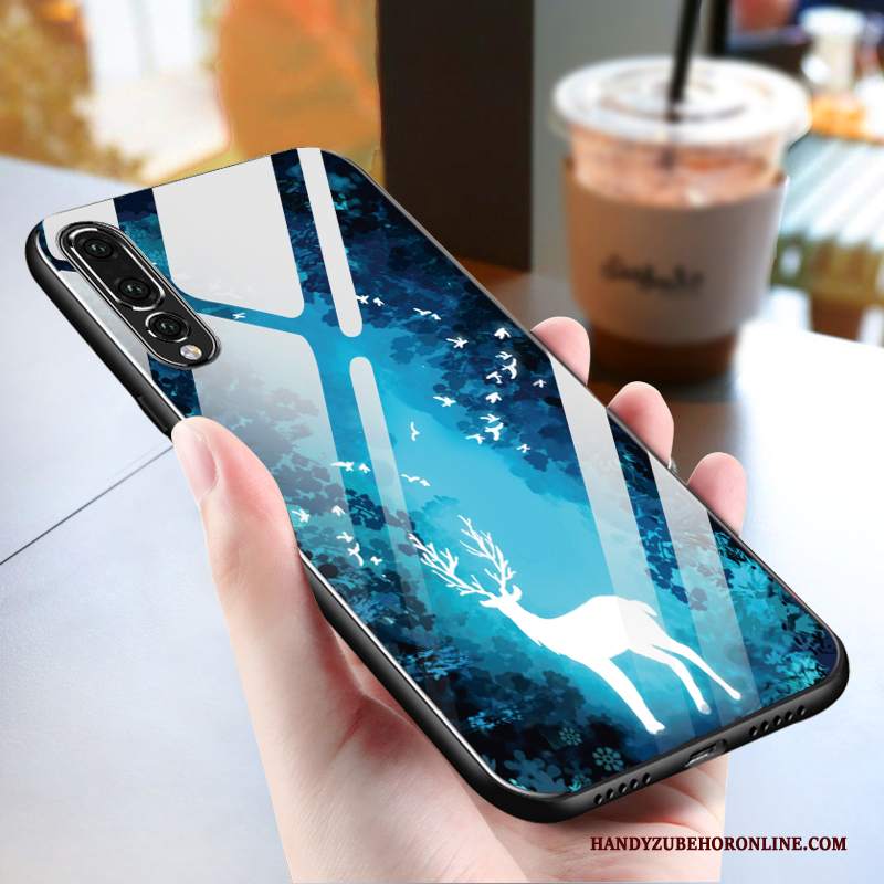 Custodia Huawei P20 Pro Creativo Telefono Anti-caduta, Cover Huawei P20 Pro Blu Fiori Di Pesco