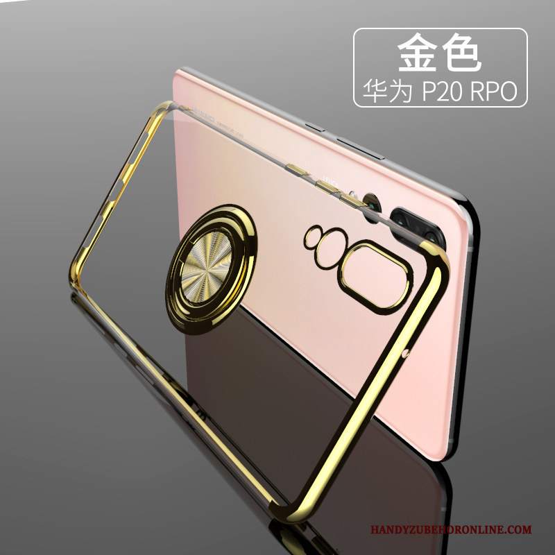 Custodia Huawei P20 Pro Protezione Net Red Ring, Cover Huawei P20 Pro Creativo Placcatura Oro