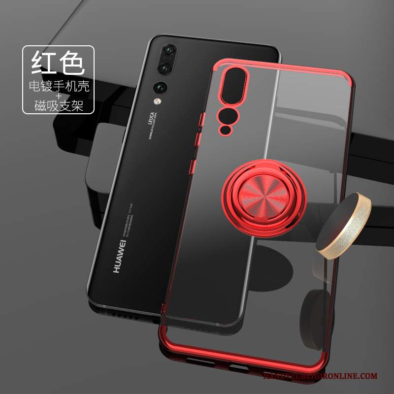 Custodia Huawei P20 Pro Protezione Net Red Ring, Cover Huawei P20 Pro Creativo Placcatura Oro