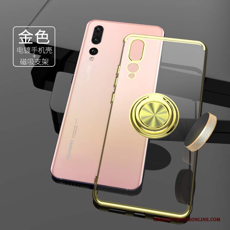 Custodia Huawei P20 Pro Protezione Net Red Ring, Cover Huawei P20 Pro Creativo Placcatura Oro