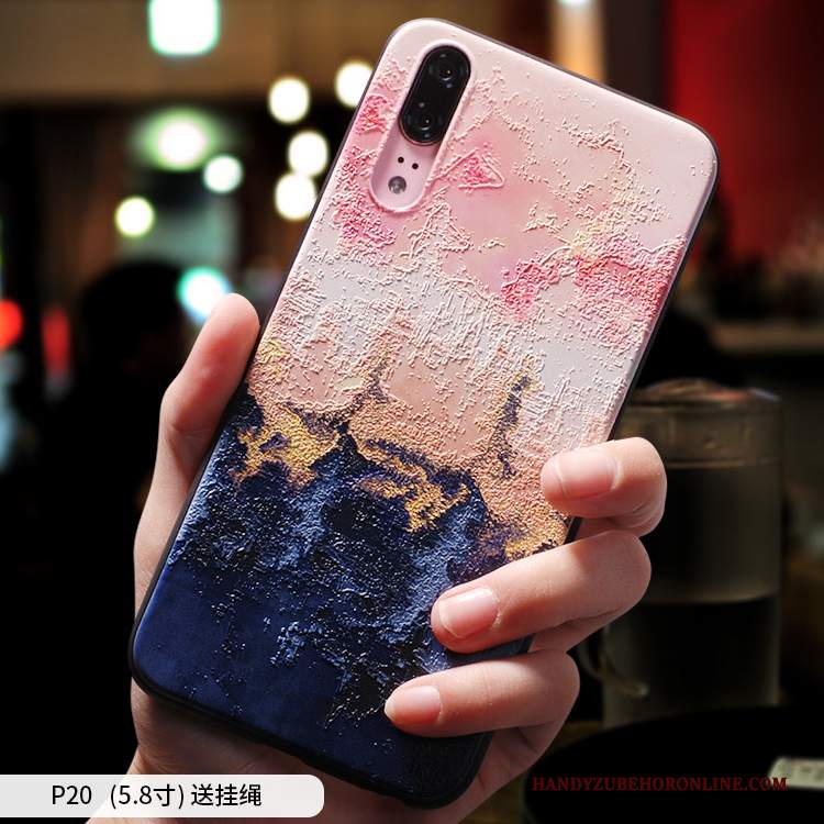 Custodia Huawei P20 Protezione Vento Macchiati, Cover Huawei P20 Creativo Marchio Di Tendenza Chiaro