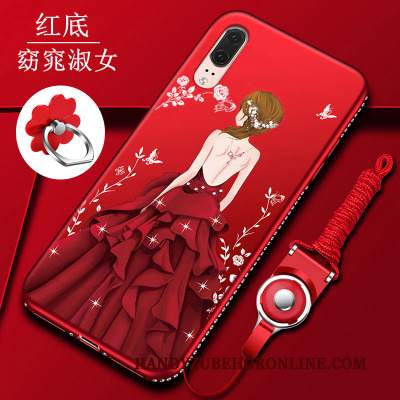 Custodia Huawei P20 Strass Telefono Rosso, Cover Huawei P20 Silicone Tutto Incluso Vetro