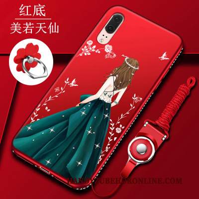 Custodia Huawei P20 Strass Telefono Rosso, Cover Huawei P20 Silicone Tutto Incluso Vetro