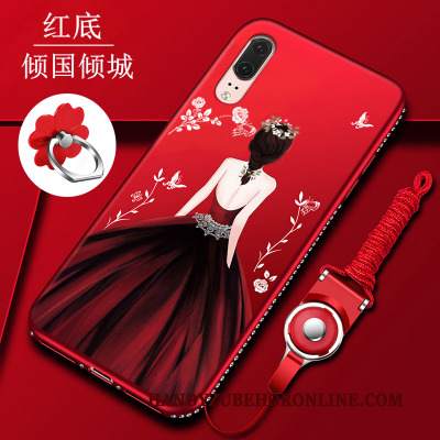 Custodia Huawei P20 Strass Telefono Rosso, Cover Huawei P20 Silicone Tutto Incluso Vetro