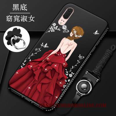 Custodia Huawei P20 Strass Telefono Rosso, Cover Huawei P20 Silicone Tutto Incluso Vetro