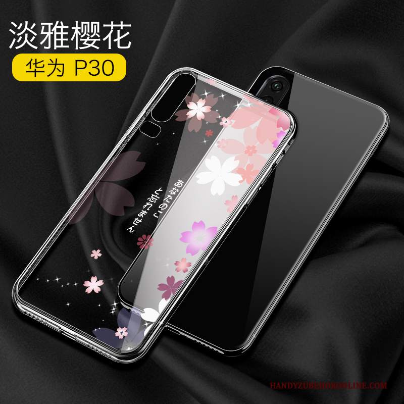 Custodia Huawei P30 Creativo Sottile Semplici, Cover Huawei P30 Di Personalità Vetro