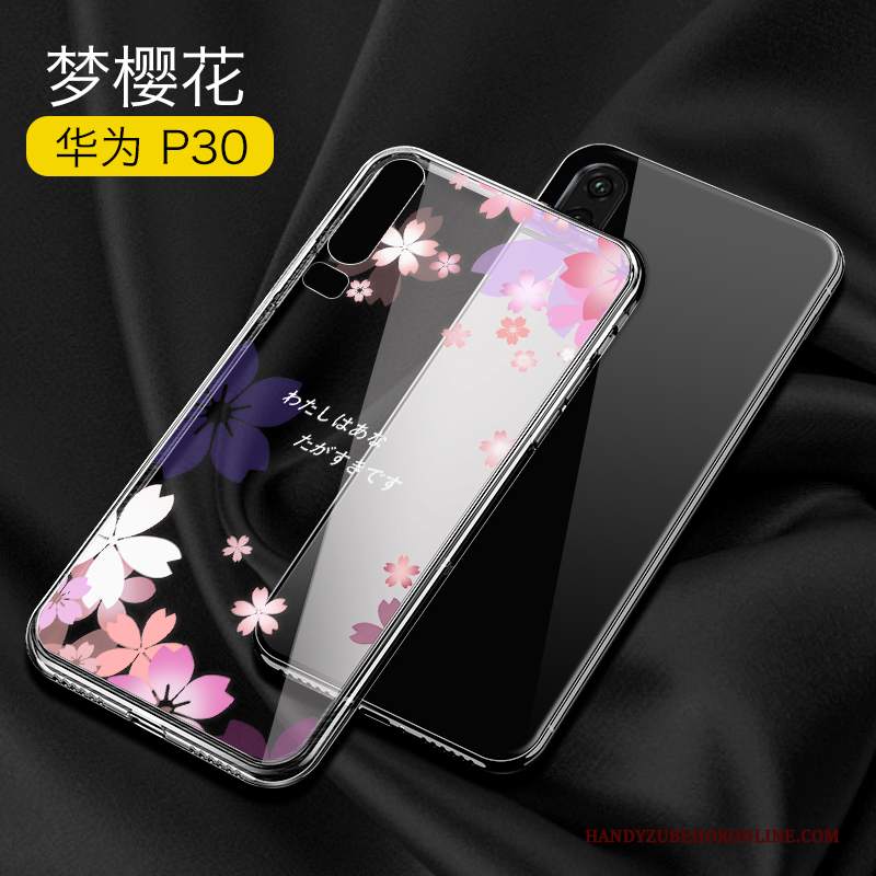 Custodia Huawei P30 Creativo Sottile Semplici, Cover Huawei P30 Di Personalità Vetro