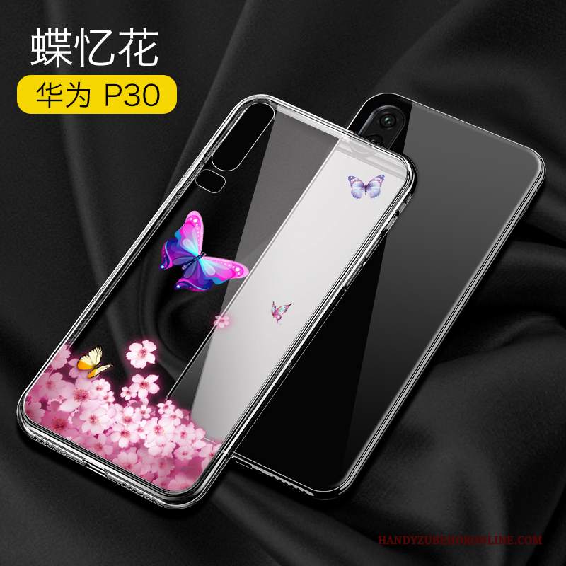 Custodia Huawei P30 Creativo Sottile Semplici, Cover Huawei P30 Di Personalità Vetro