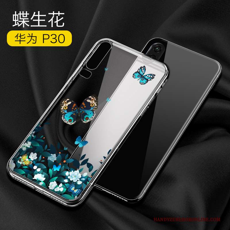 Custodia Huawei P30 Creativo Sottile Semplici, Cover Huawei P30 Di Personalità Vetro